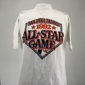 Vintage 1992 MLB All Star Game San Diego Padres T-Shirt White Mens Large Cotton